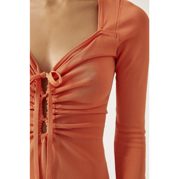 NEW Anthropologie Mango Tie-Front Sweater Midi Dress - M - Picture 4 of 4